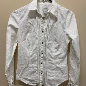White button front blouse, long sleeve